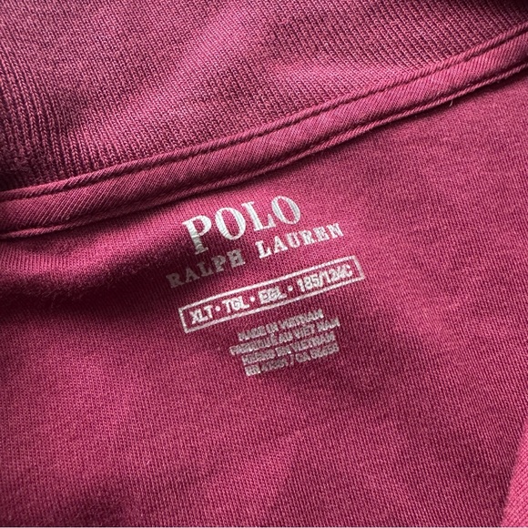 Polo Ralph Lauren Men’s Track Jacket Size XLT Burgandy Red Zip Up White Stripes - Picture 10 of 10